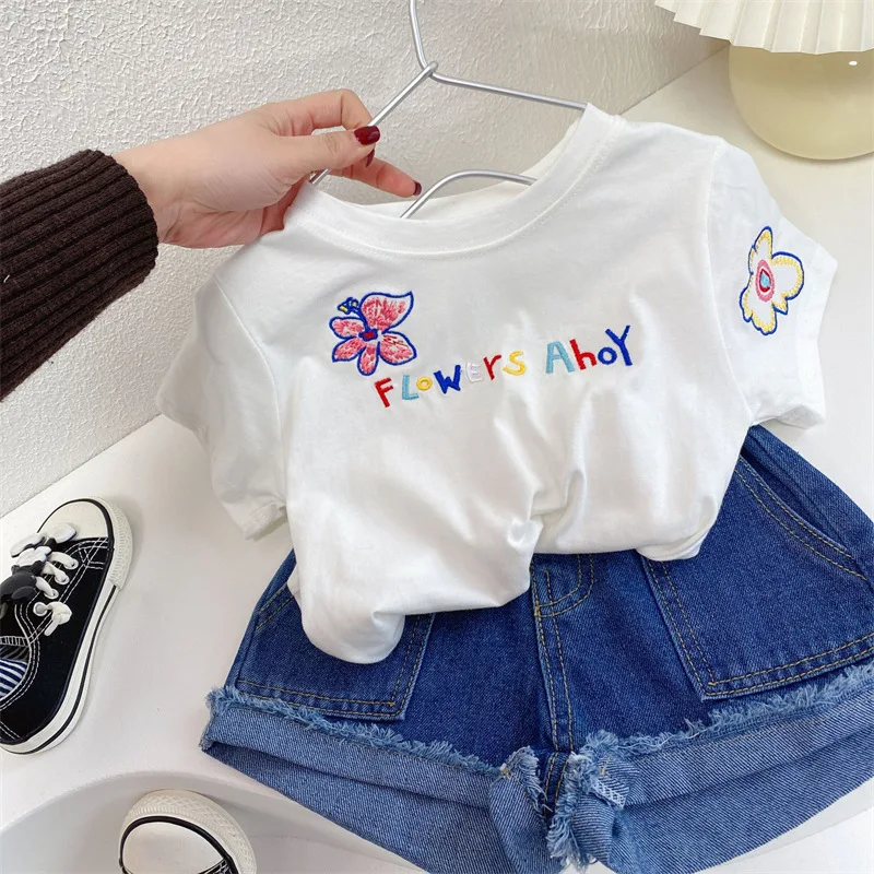 2-7 year Child Denim Short 2024 Summer Girls Baby Retro High Waist Hot Pants baby clothes for children casual jeans girls shorts