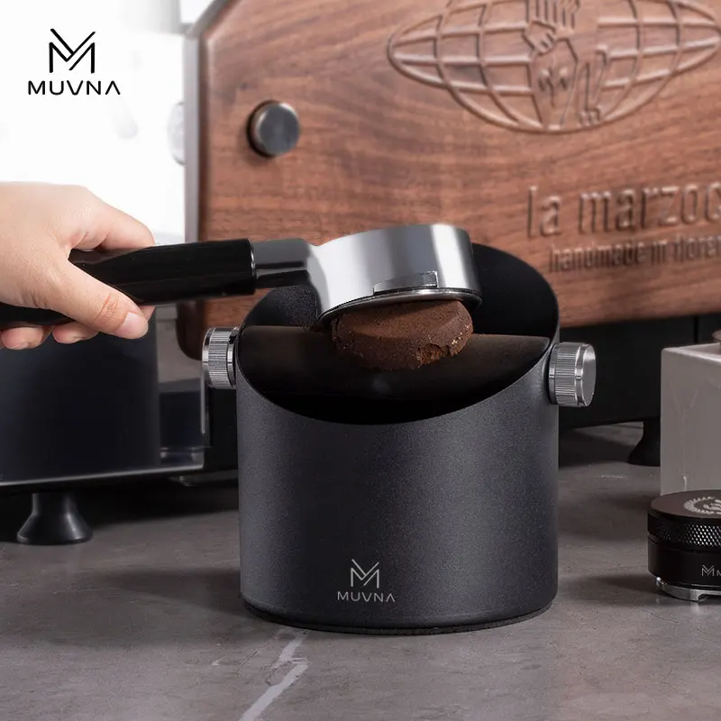 MUVNA Stainless steel powder bucket bevel edge Diagonal design Coffee knock box Coffee grounds bucket