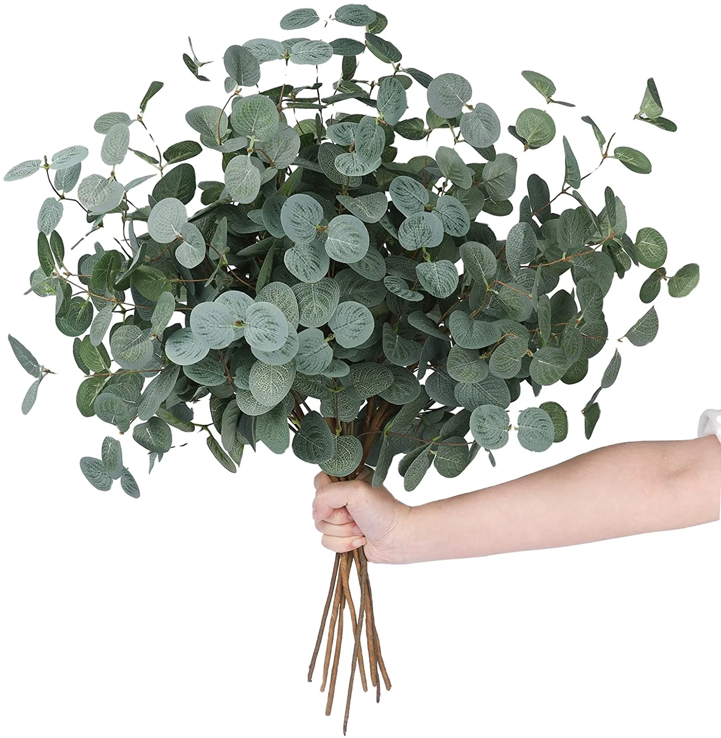 Artificial Eucalyptus Leaves Greenery Stems Faux Silk Silver Dollar Eucalyptus Leaf Branches Green Bulk for Home Party Wedding D