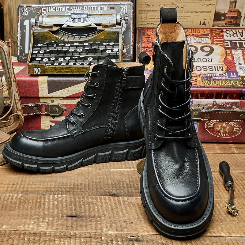 High Quality Comfortable Handmade Casual Wear-Resistant Genuine Suede Leather Boots for Men Party Daily Life