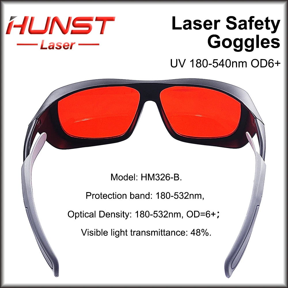 HUNST 355 & 532nm Medium Size Protective Glasses Shield Protection for UV & Green Laser Safety Eye Glasses