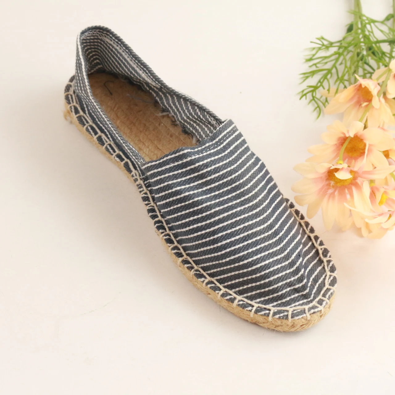 Fashion Espadrilles Classic Women Flat Canvas Sneaker Casual Shoes Jute Slip-on Lazy Shoes In Summer
