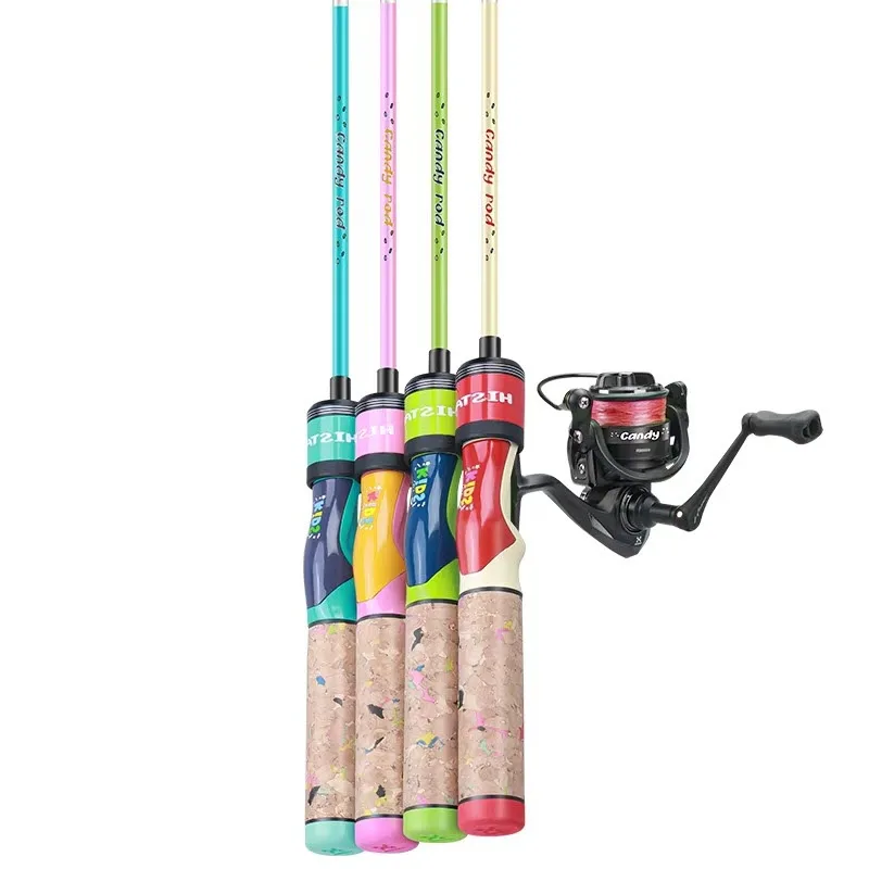 Experience the fun Family Fishing Set kit Combo 4 Candy Color Improve Concentration Fishing Rod Combo