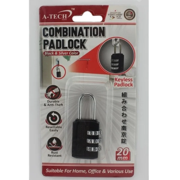 Best Selling Safety High Security 3 Digit Number Padlock - Silver (20mm) For Metal Gate And Bicycle Lock