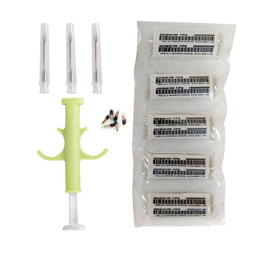 OTPS 134.2khz reusable animals pets chip implant syringe needles 125khz em4305 glass rfid tags id dog chips microchip