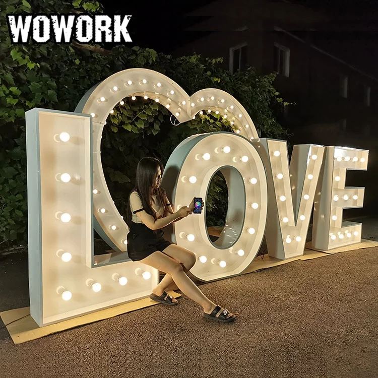 WOWORK 3ft 4ft Detachable Neon Led Big Giant Light up Frame Marquee Letter Number Light Decoration for Party Event