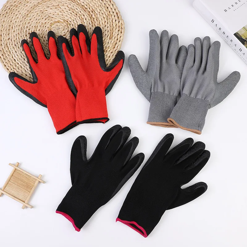 Nylon Latex Gloves for Wrinkling Waterproof Durable Breathable Comfortable Safety Gloves