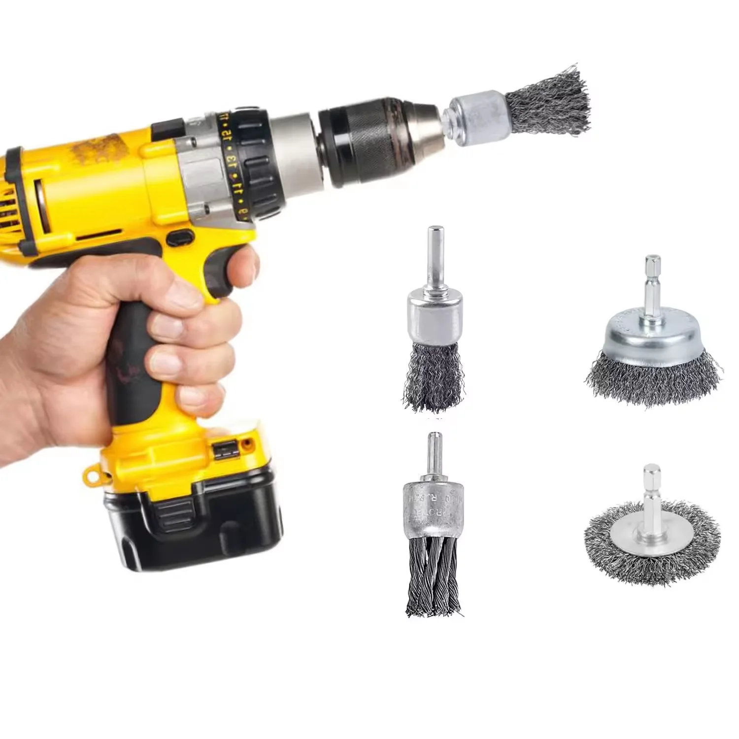 Steel Wire Wheels Brushes Drill Rotary Tools Metal Rust Removal Brass Brush