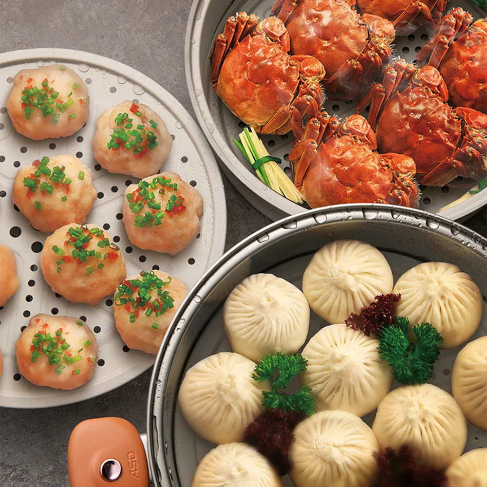 3 Layers Stackable Large Soup Steamer Pot Stainless Steel 304 Three Tier Induction Granite Nonstick Steam Cooker Food Steamer