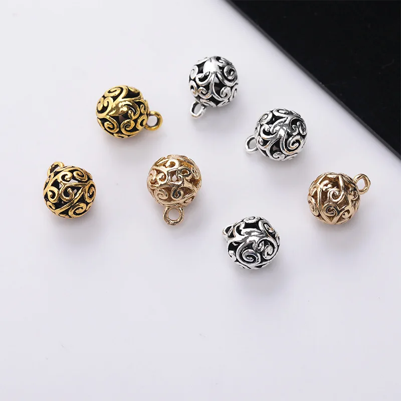 10mm Hollow pattern metal ball button retro style cheongsam hand sew on Buttons for Garment decoration Accessory