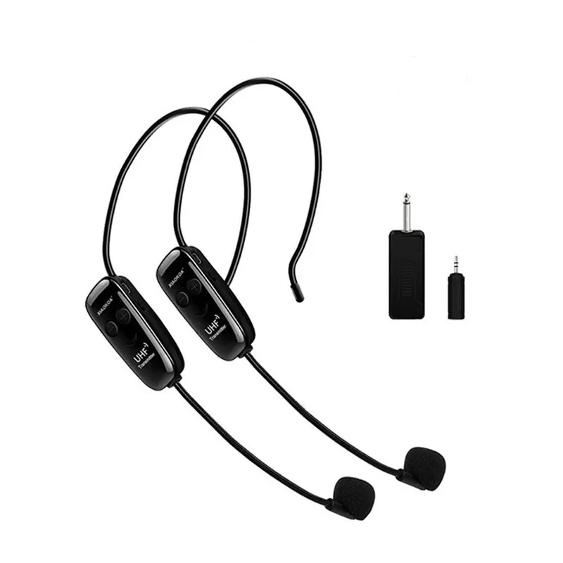 Xiaokoa Dual UHF гарнитура ручная Беспроводная микрофонная система 2 в 1 перезаряжаемая для обучения голосовой усилитель