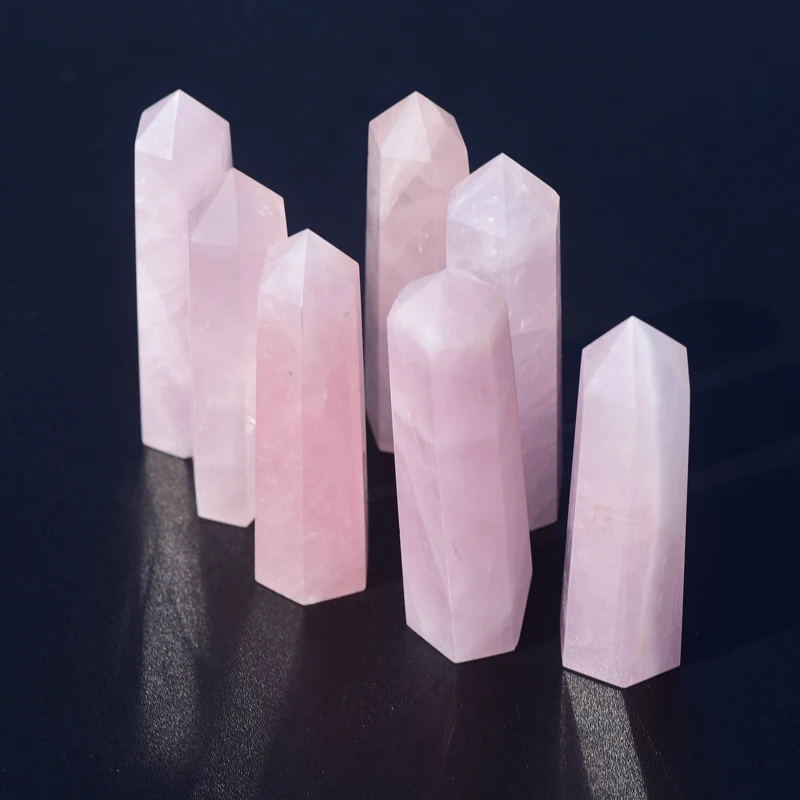 Natural Rose Pink Quartz Reiki Gemstone Healing Points Rose Crystal Wands