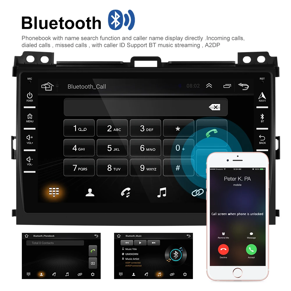 Автомагнитола на Android 2 Din 8 дюймов Wi-Fi GPS BT для Toyota/LAND CRUISER Prado 120 2004-2009