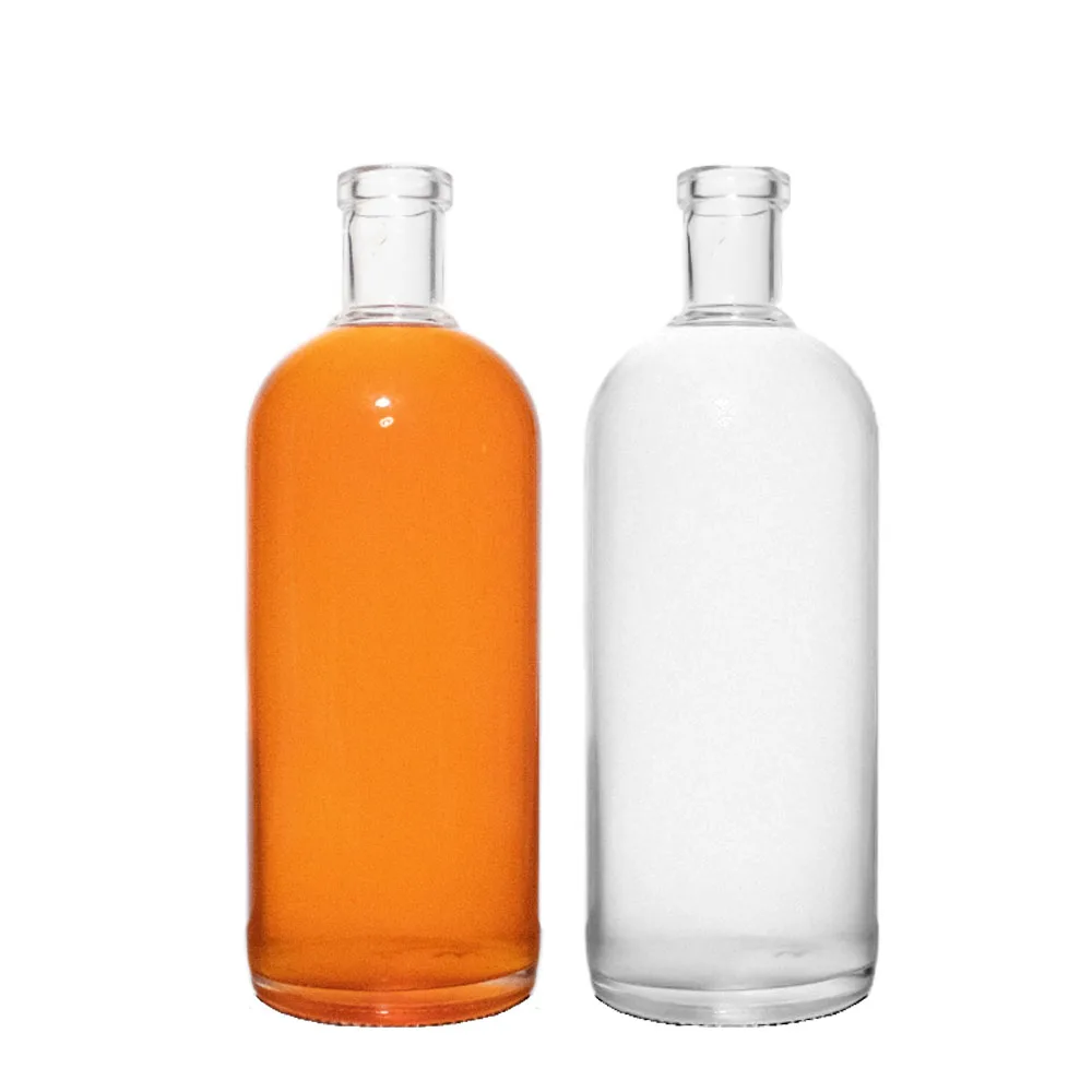 Cork top thin bottom plain 500ml 700ml 750ml empty glass bottle  rum brandy bottle