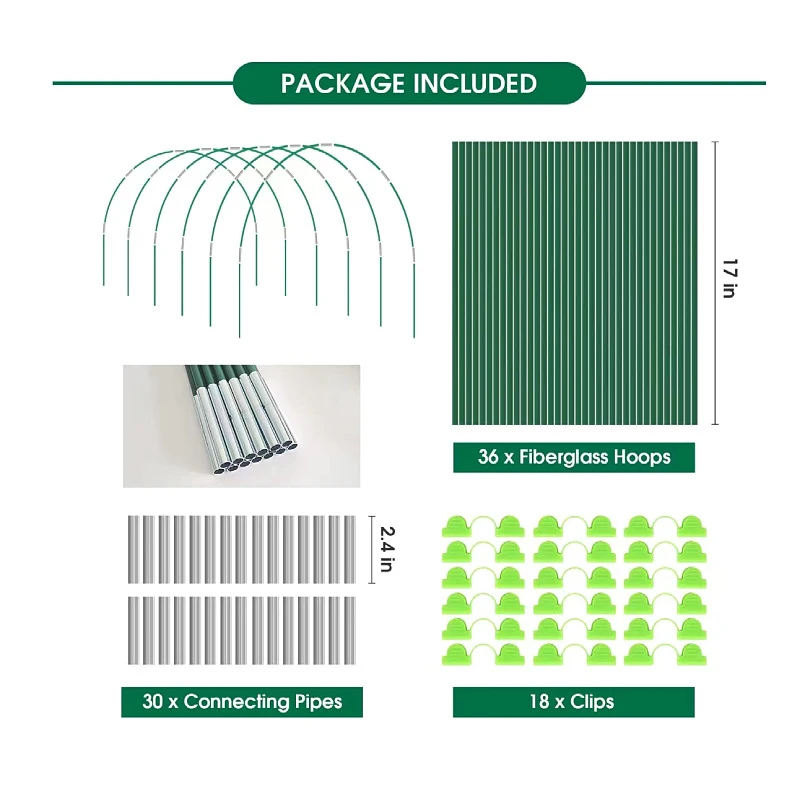Reusable Low Tunnel Salad Vegetables Greenhouse Frame Fiberglass Rod Row Cover Hoops