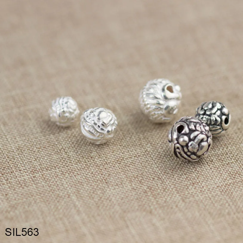 Sterling Silver Pixiu Beads Sterling Good Fortune Pixiu Beads 925 Silver Lion Beads SIL563