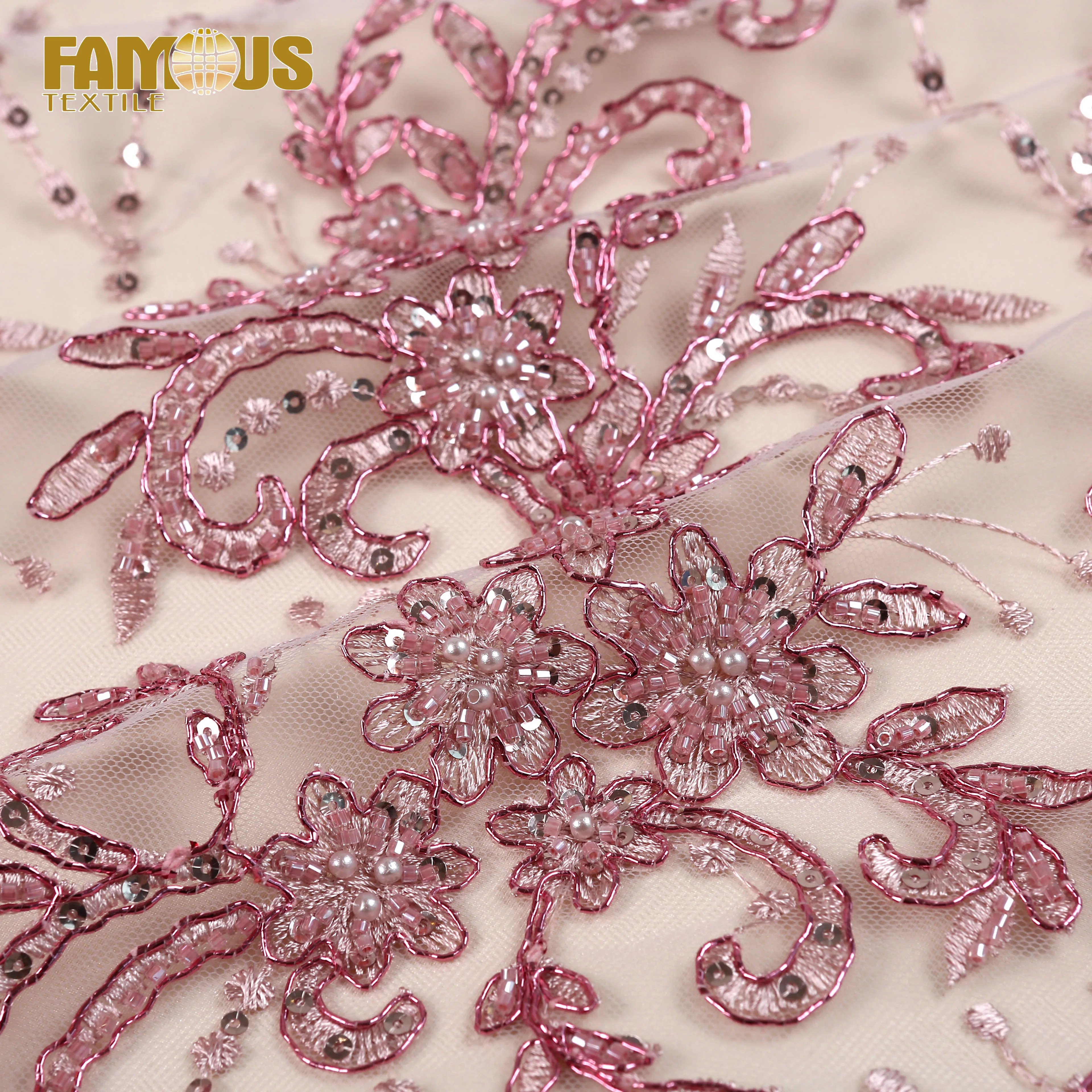 Горячая Распродажа 2022 Роскошные свадебные платья с бисером в машине тюль плоская вышивка кружевная ткань