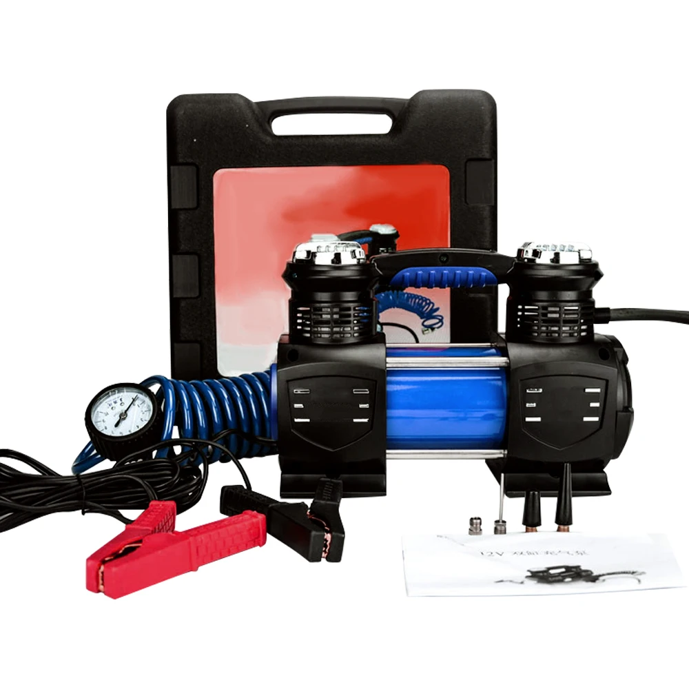 Car Mounted Inflation Pump Car Tire Inflation Pump Portable Dual Cylinder High-Power Inflation Pump 0398