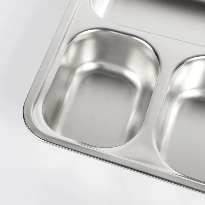 Nicety Stainless Steel 6 Compartment Lunch Plates School Canteen Site Food Tray Wholesale Grid Plate Dinner Plate for Student