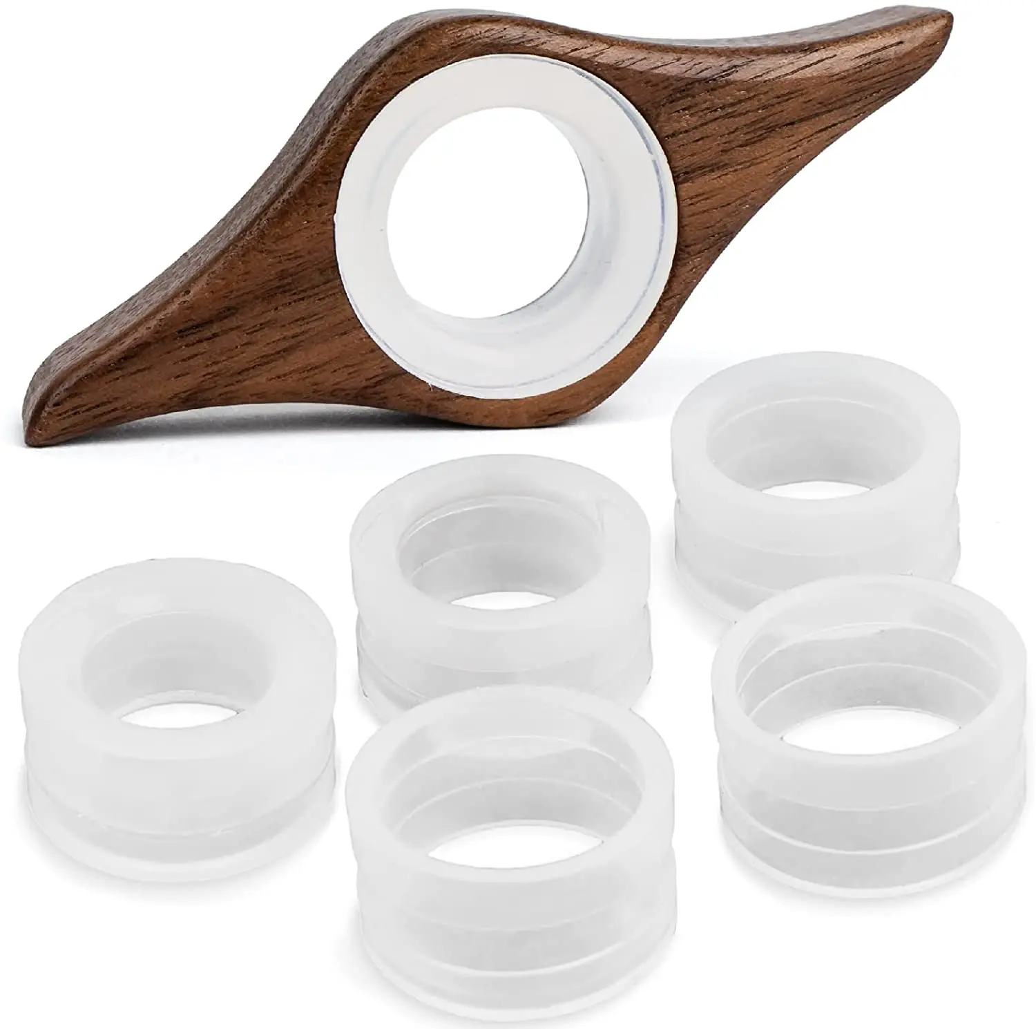 Book Page Holder with 5 Adjustable Rings Handmade Natural Walnut Thumb Bookmark for Keep Book Open