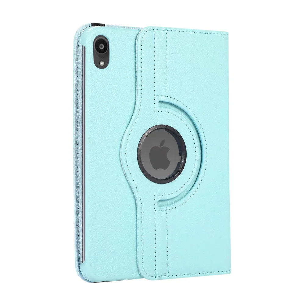 For iPad 9.7 Leather Case 360 Degree Rotating Stand Protective Cover For iPad Mini 6 case 2021 Lychee Leather Pattern Flat Case