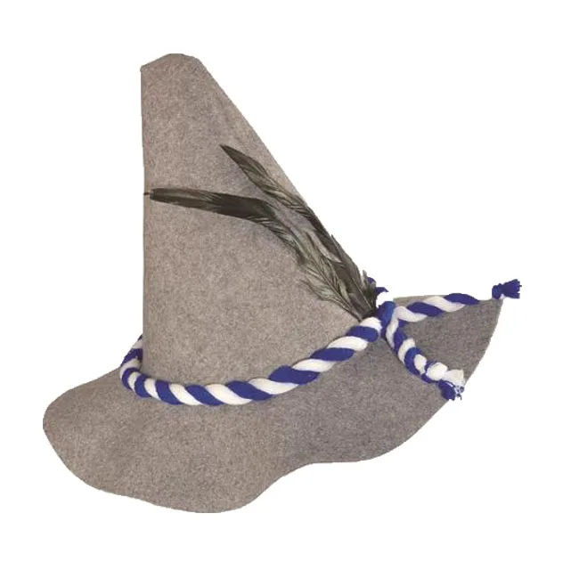 Blue Oktoberfest Hat with Feather Felt Costume Faux Leather Hat for Men and Women Halloween Party Favors