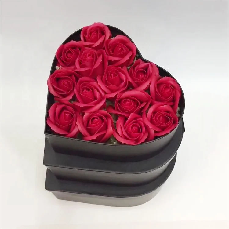 Chengruo 3 PCs Per Set Transparent lid Heart Shape Festive Gift Paper Box With PVC Clear Window For Flowers Gift Pack