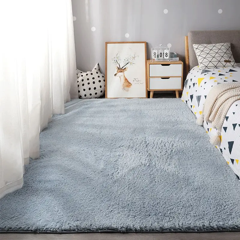 Grey Pure Lambswool Rug Beautiful Pile Living Room Floor Mat Bedroom Bedside Rug Balcony Window Mat