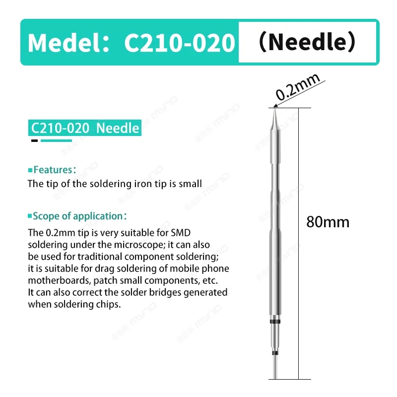 Myto Factory Direct Replacement for JBC Soldering Iron Tip C210-020 Needle Series