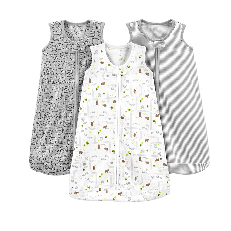 Wholesale Super Soft Baby Sleep Sack Organic Cotton Full Printed Sleeveless Wearable Blanket Vest Custom Baby Sleeping Bag