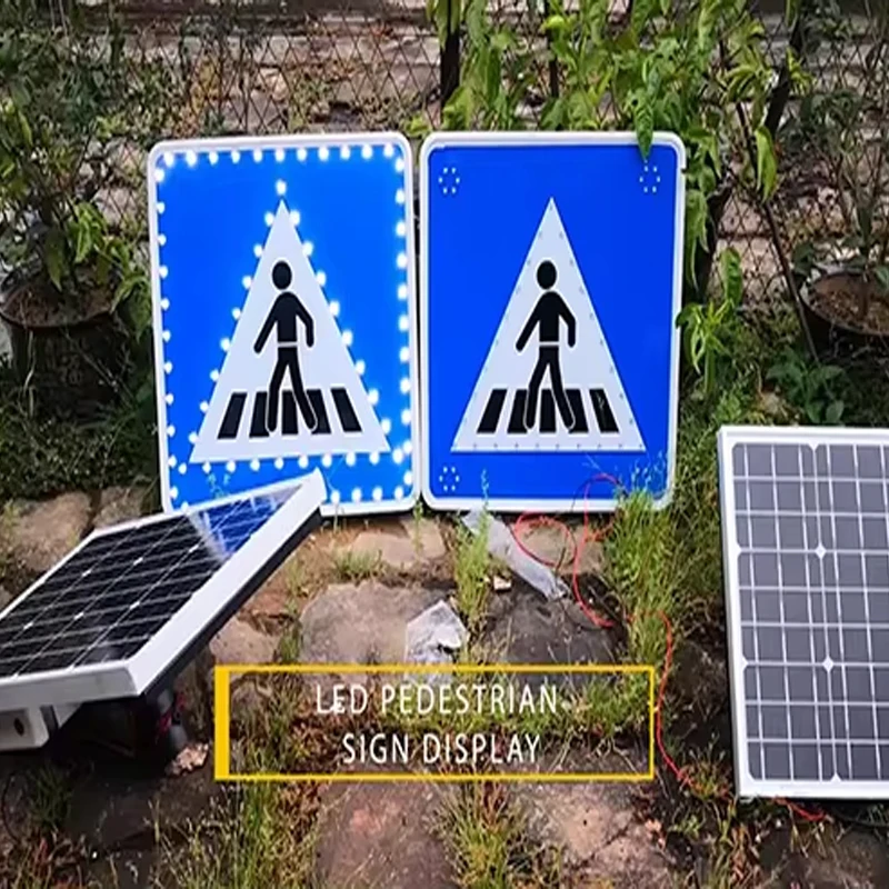 Factory Wholesale 600*600mm Solar Power LED Amber Flashing Pedestrian Crossing LED Road Traffic Signs Speed Limit Warning