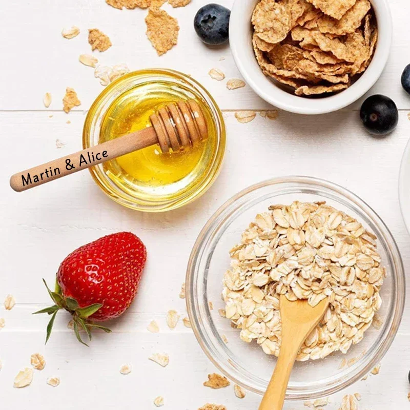 Personalized Wood Honey Stir Bar Customized Engraving Mini Wooden Honey Spoon Wedding Party Gift Kitchen Dessert Utensils