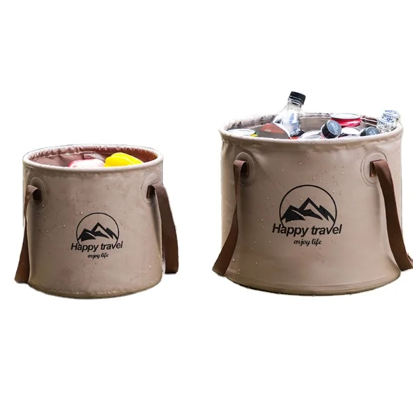 Best Sell Outdoor Fold  10L 20L Water Ice Buckets Durable PVC Folding Bucket Travel Accessories