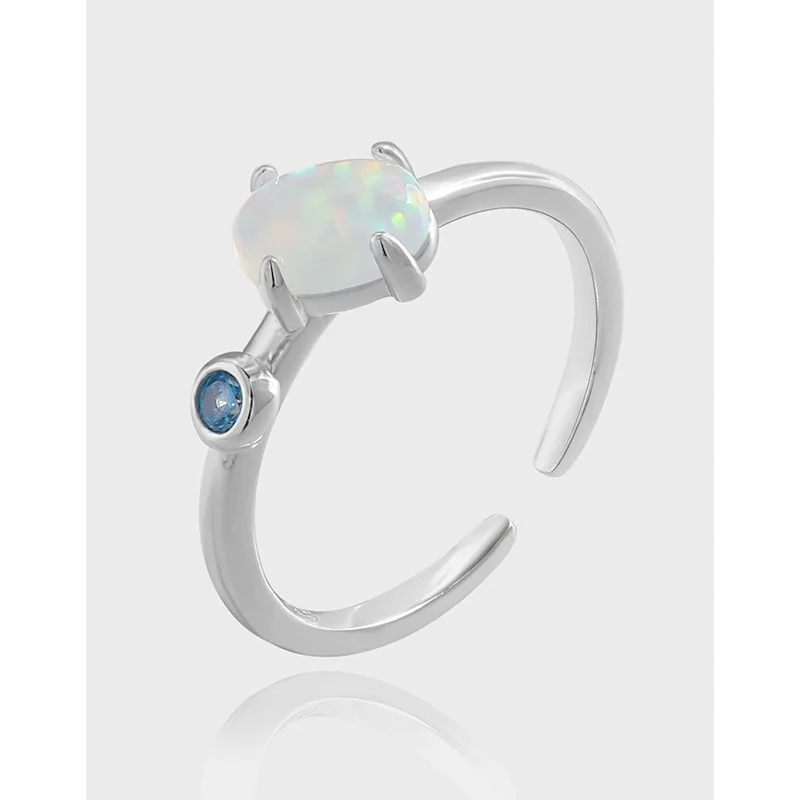 2024 fine jewelry rings simple S925 Sterling Silver opal adjustable rings for women