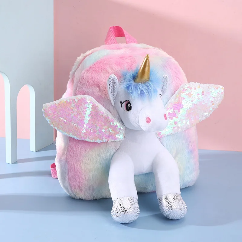 unicorn animal plush backpack hot sale new children plush backpack cartoon bags kids custom plush backpack