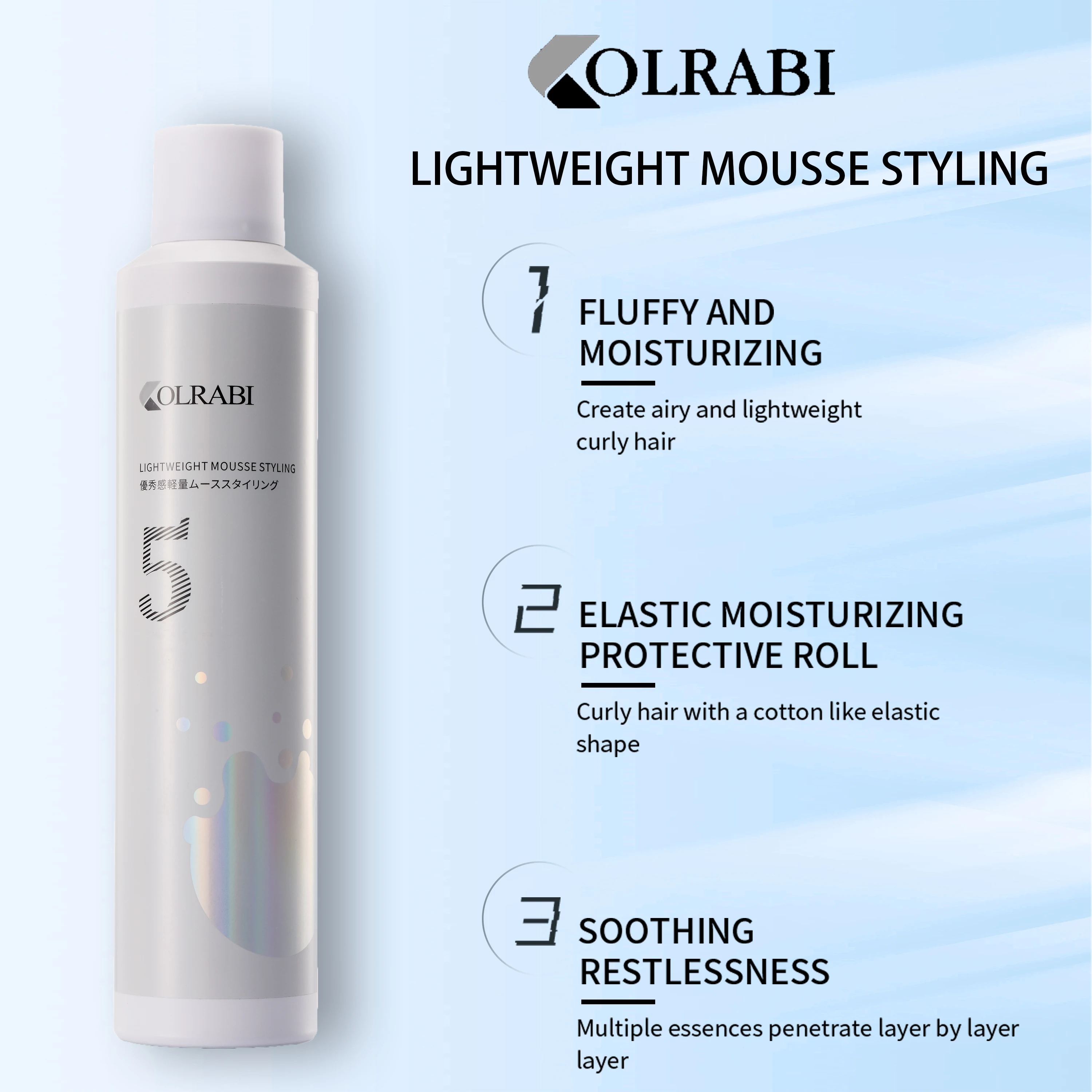 Moisture Flexible Hold Coconut Milk Curl Foam Mousse for Curly Hair Styling