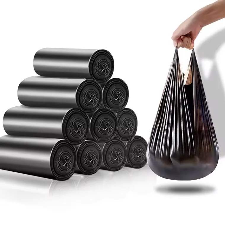 Биоразлагаемый черный подрядчик пластиковый мешок для мусора мусорный в рулонах