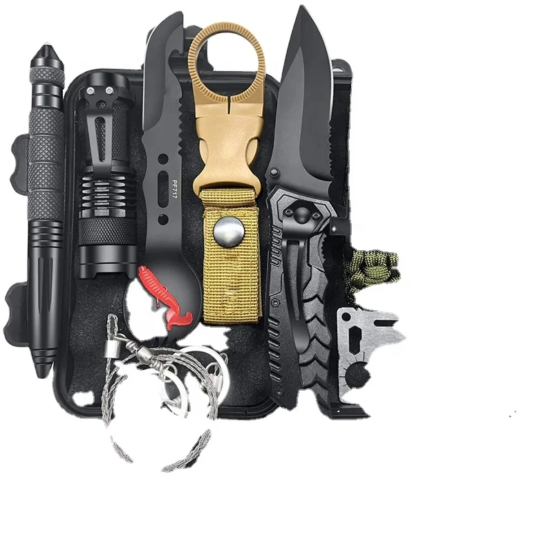 TOP 10 sales SOS field survival equipment outdoor multi-function tool set adventure self-defense first aid supplies