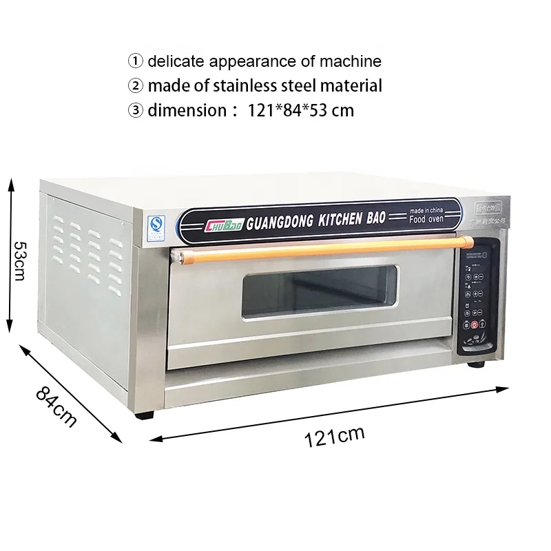 Commercial bakery equipment 1 deck 2 trays brick pizza industrial gas oven for bread baking