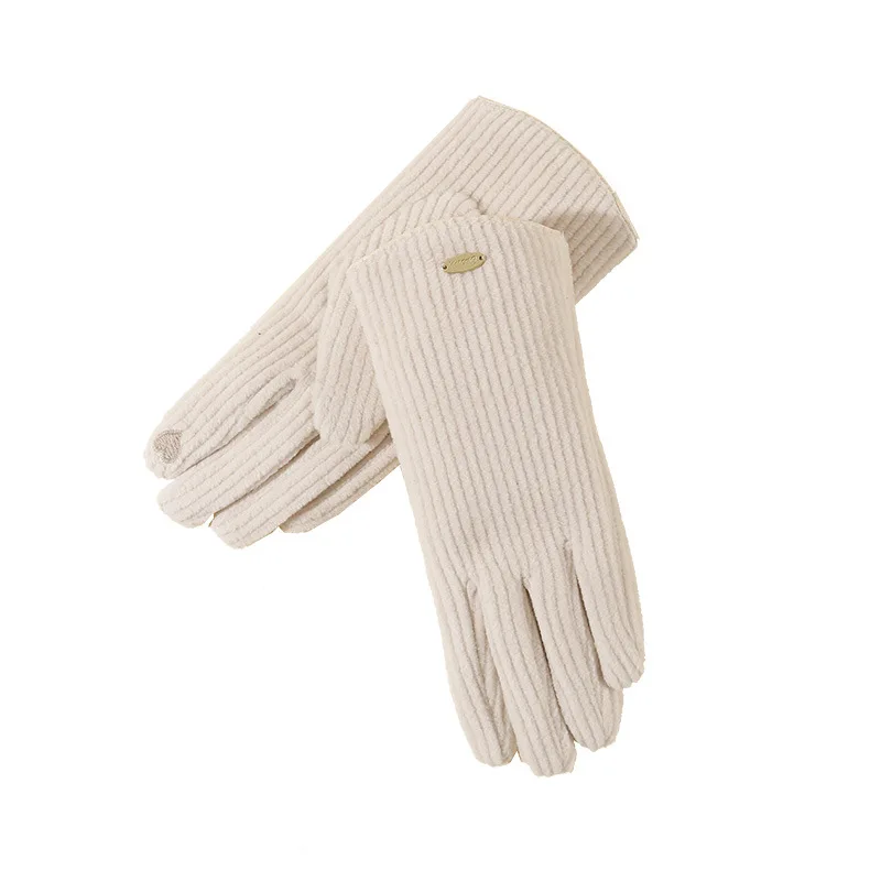 Women winter Warm Gifts fashion design technical fabric plus velvet thick touch screen mittens