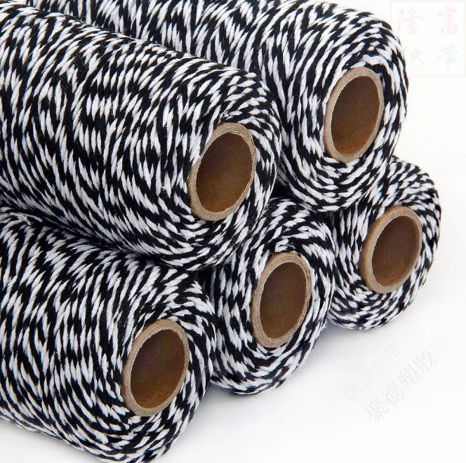 Hot selling 2mm 100m Two-Tone Cotton Rope Cotton Twisted Rope Gift Decor Rope