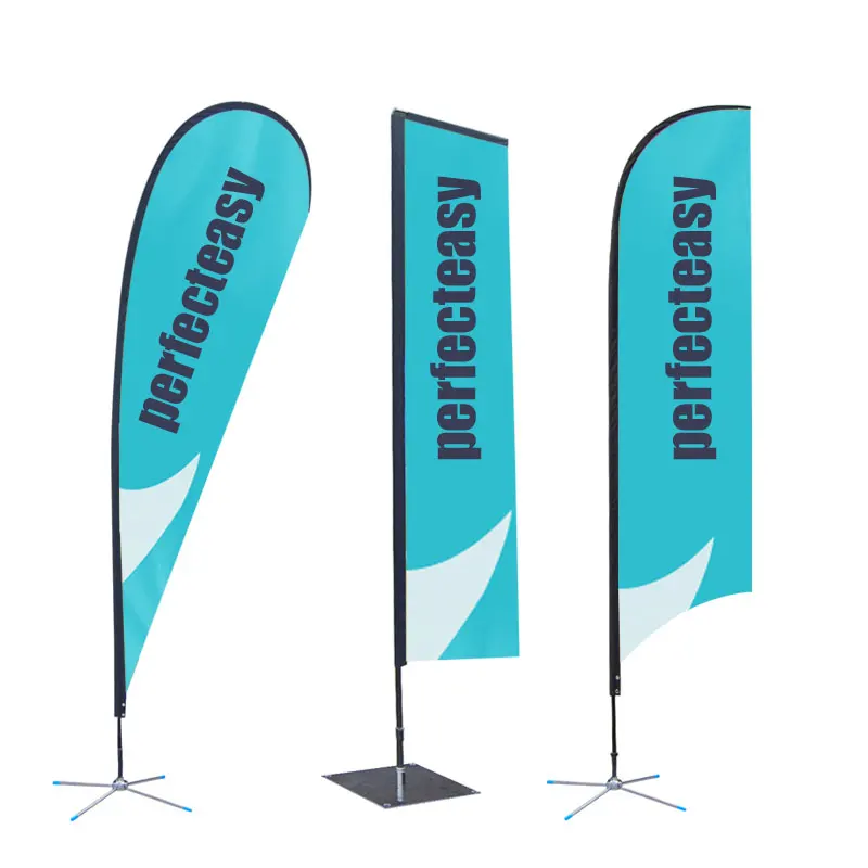 Custom Graphic Printed Single Sided Feather Flag And Banner With Flag Pole