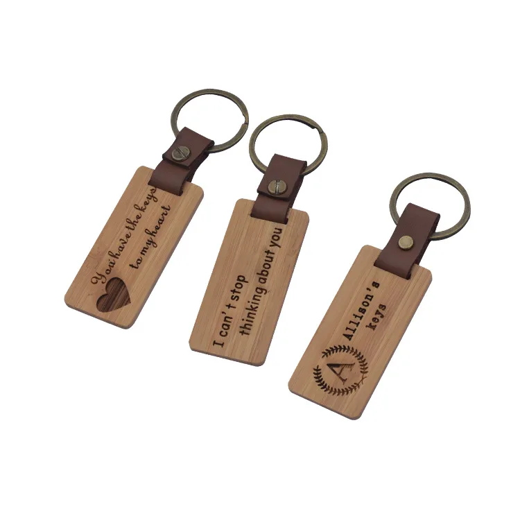 High Quality wood keychain Custom letter wooden keychain Personalized Engraving Wooden keychain key ring