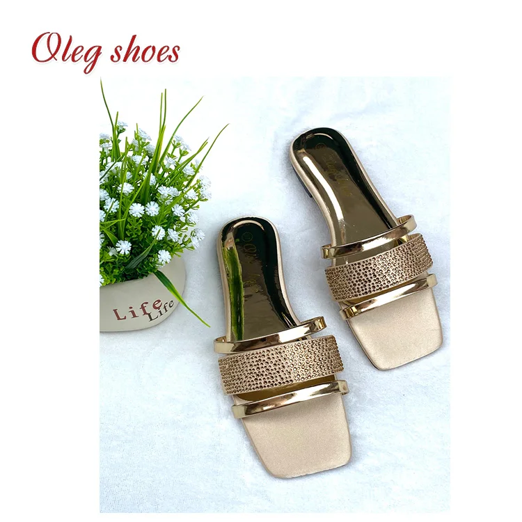 Женские шлепанцы со стразами Olegshoes повседневные на плоской подошве