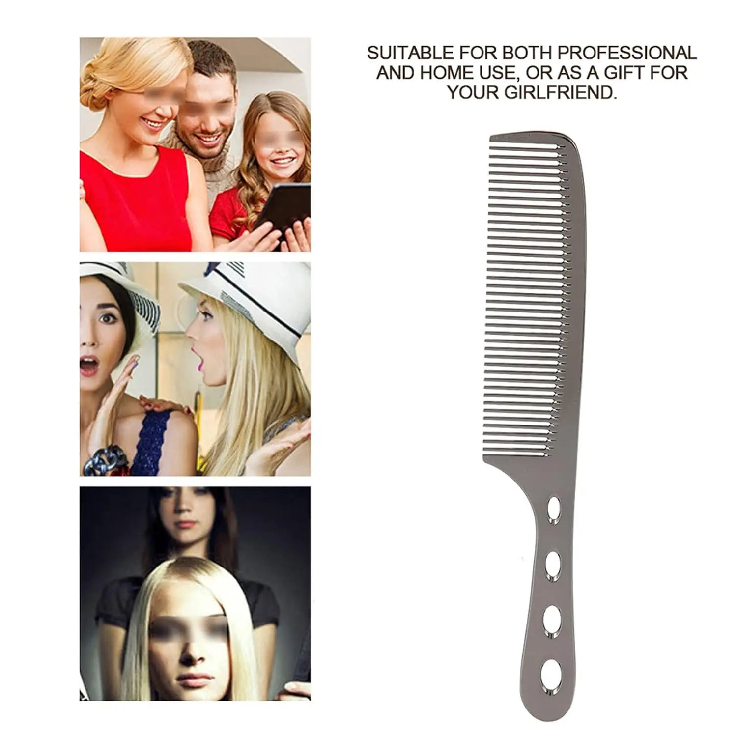 Space Aluminum Hair Comb Professional Hairdressing Combs Hair Cutting Dying Hair Brush Barber Combs Tools Salon Accessaries