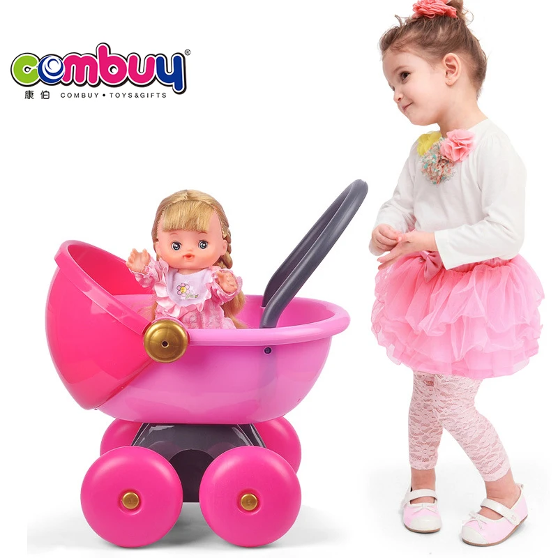 Infant pretend play game toilet walking baby doll trolley toy