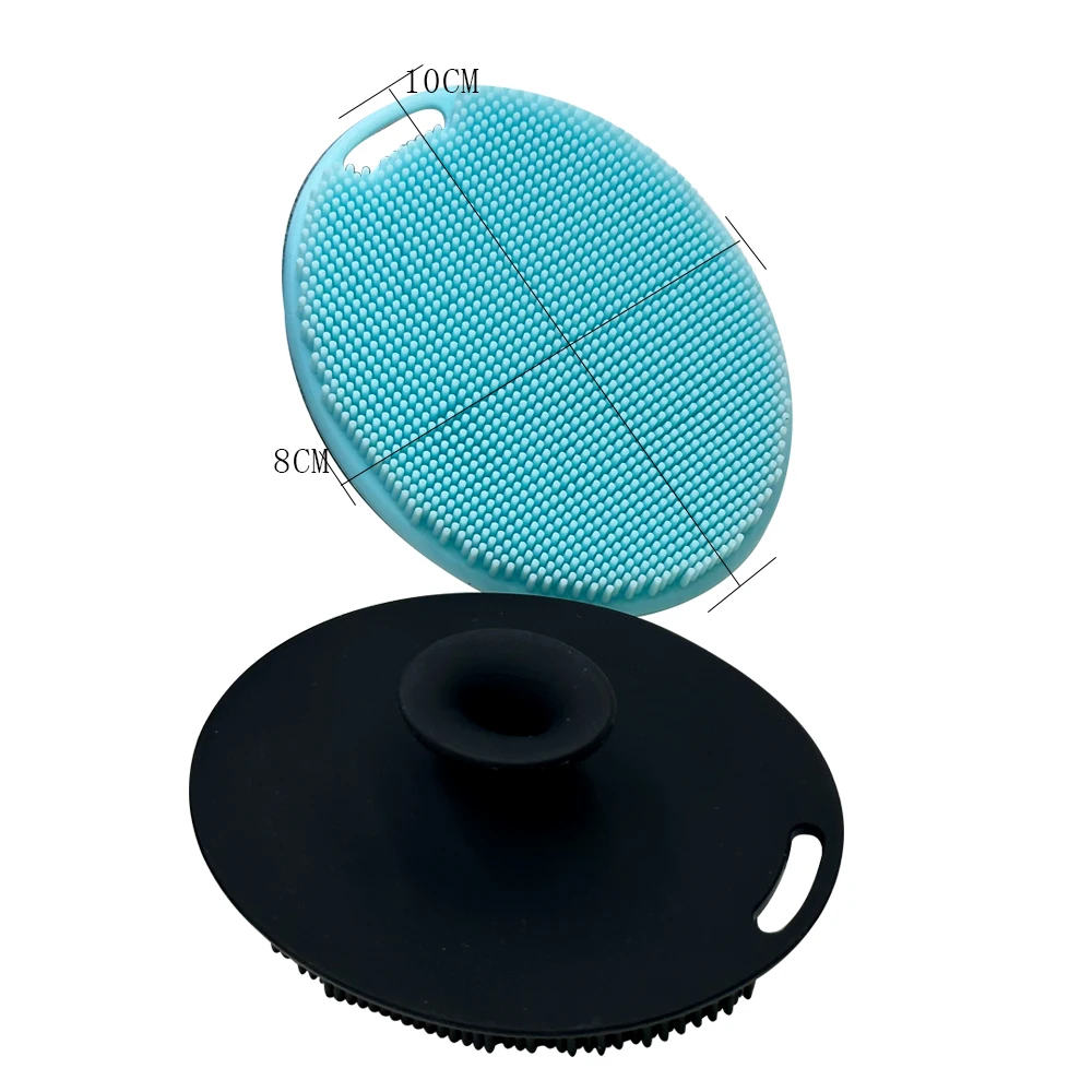MHC black ellipse back scrubber for shower soft suction cup shampoo brush 100% silicone Bath Brushes For Face