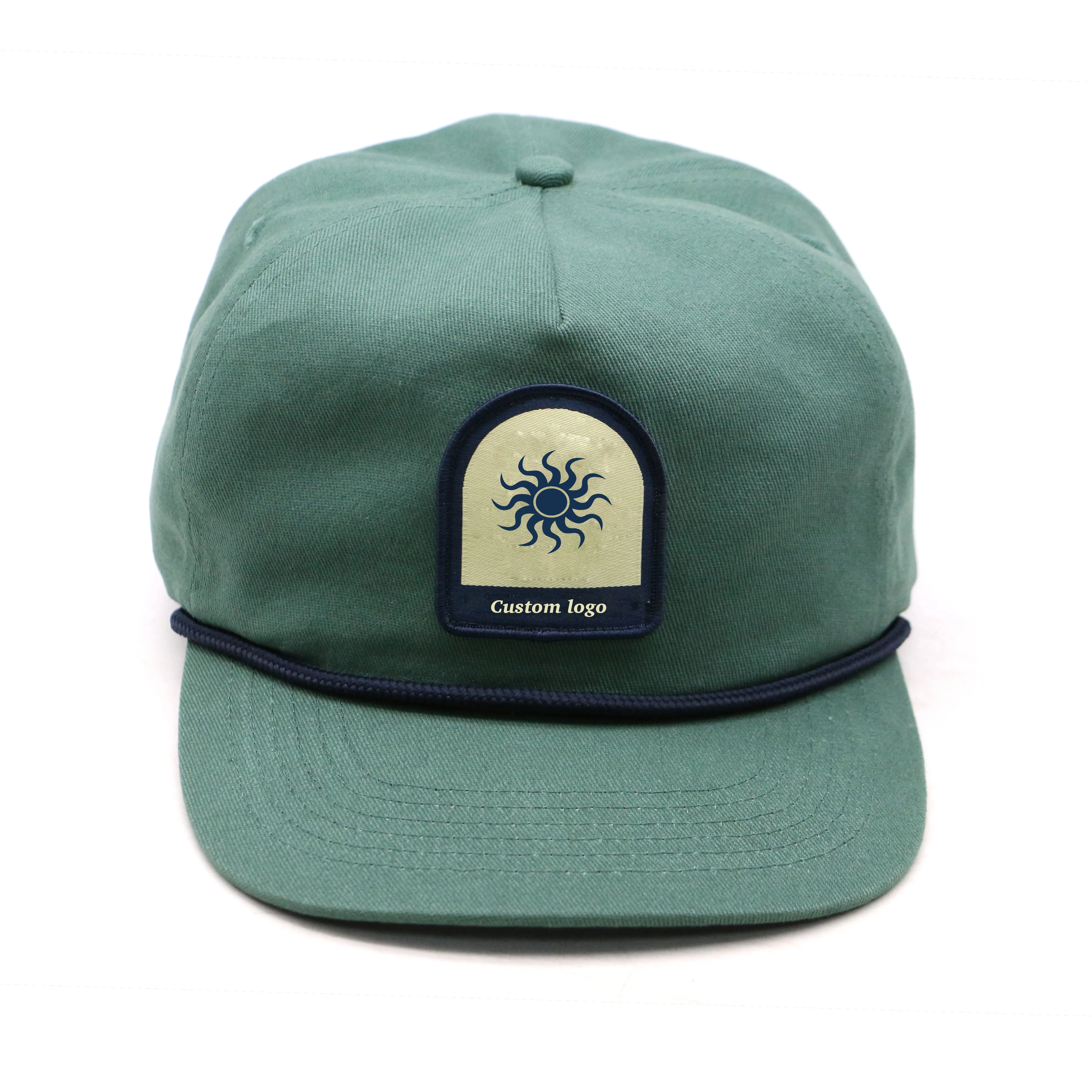 high quality cotton custom embroidery 5 panel rope unstructured snap back hats baseball cap manufacturers