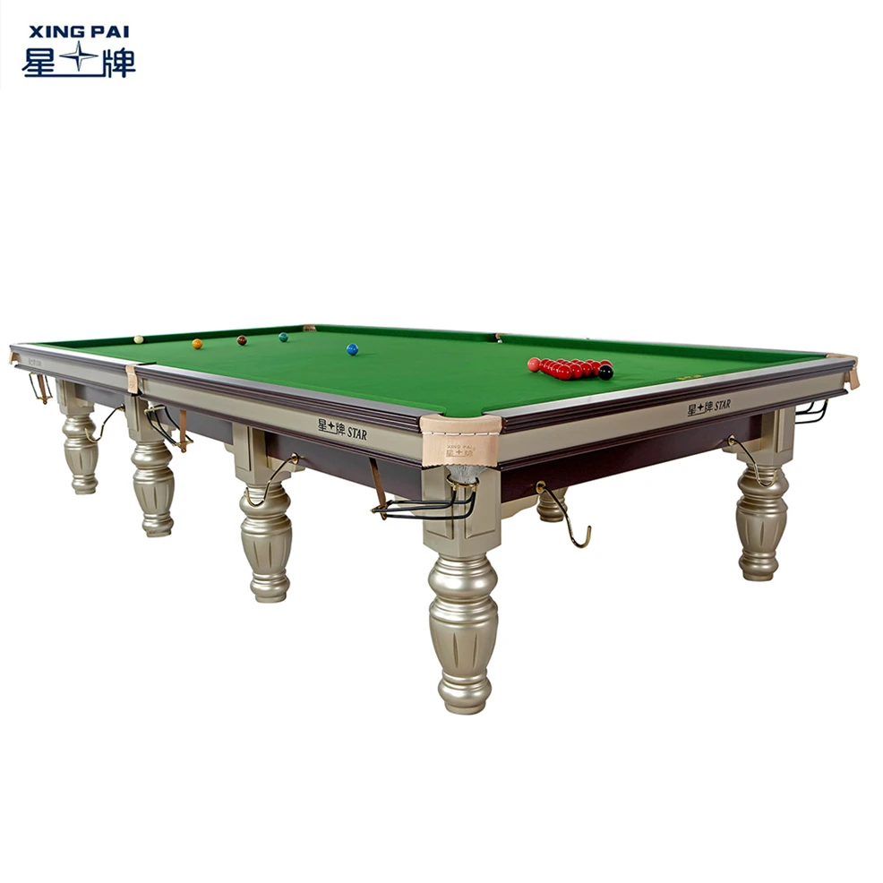 Xingpai XW106-12S British Snooker Pool Billiard Table 12ft Mesa De Billar with Steel Cushion Strachan Cloth Silver Leg