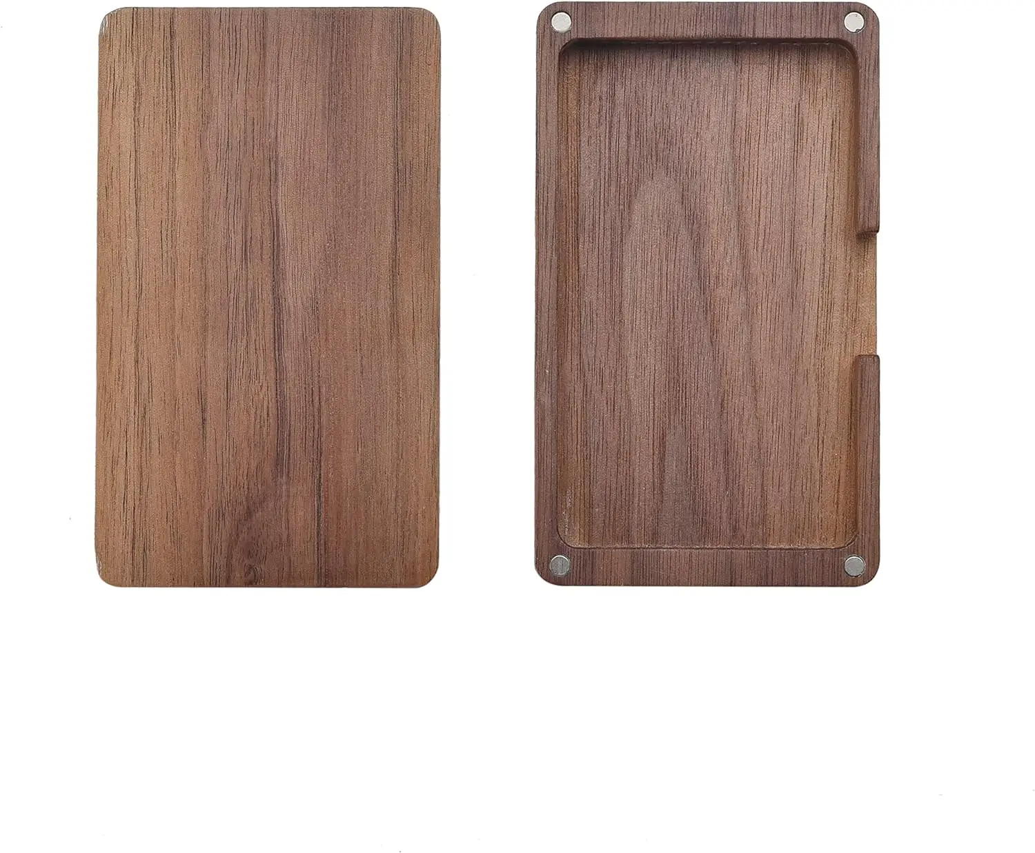 High Quality Black Walnut Wood Business Card Holder Square Wooden Box Magnetic Closure Stylish Credit Card Case Home Office Art